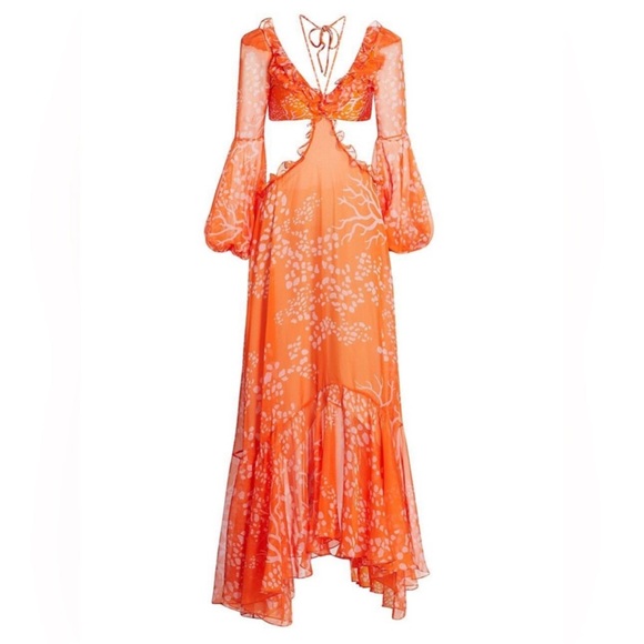PatBo Coral Print Beach Dress Orange Pink sz S - Picture 6 of 16
